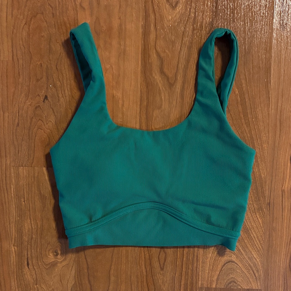 WILO Teal Ribbed Scoop Sports Bra - Women's Active Comfort - Size XS